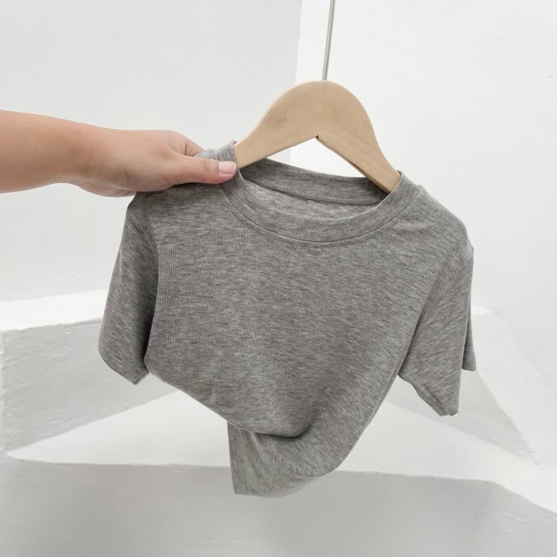 幼児用無地クルーネックカジュアルTシャツ - グレー - 10-11歳 - image 4