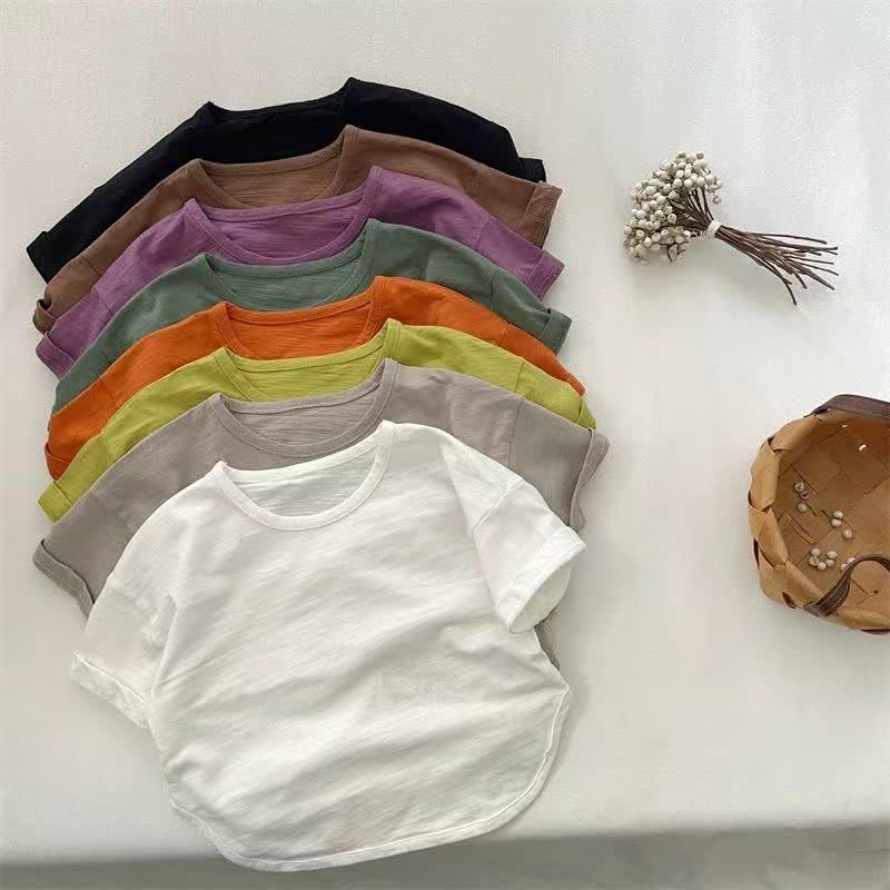 幼児用無地ボックス型クルーネックTシャツ - image 1