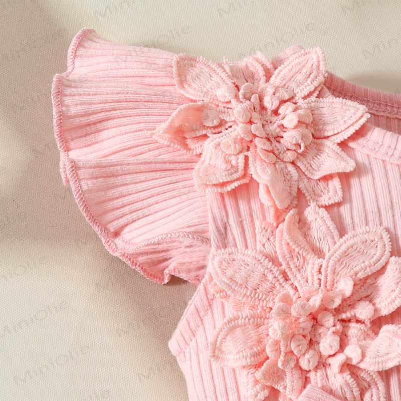 ベビー用花柄/蝶柄チュールスカートボディスーツ（ヘッドバンド付き） - image 4