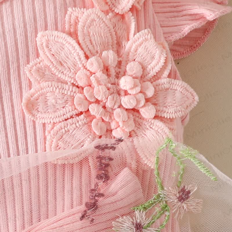 ベビー用花柄/蝶柄チュールスカートボディスーツ（ヘッドバンド付き） - image 5