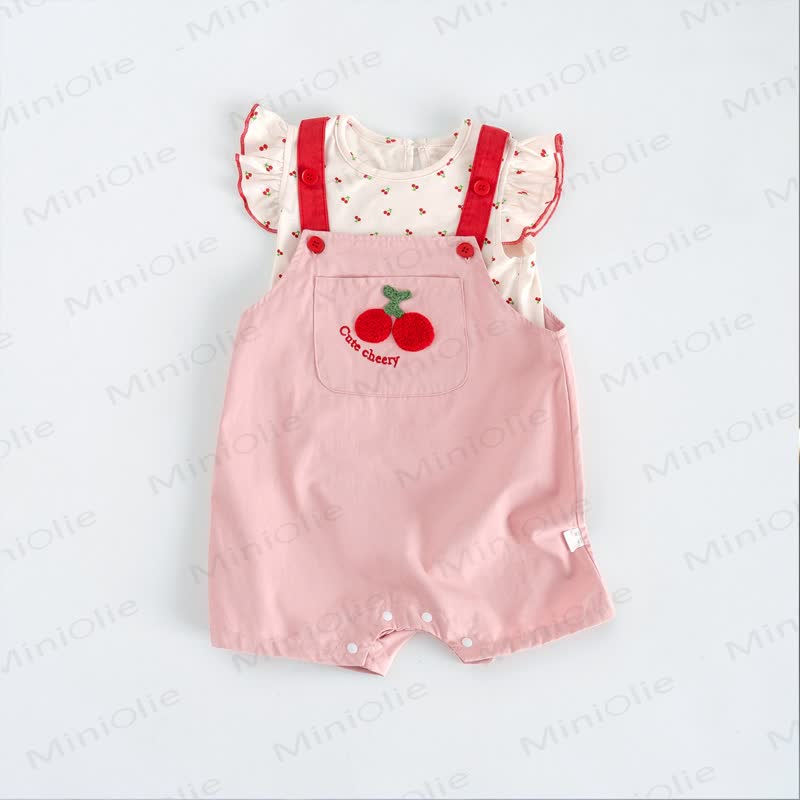 CUTE CHEERYベビーチェリーロンパースセット - ノースリーブセット - 2～3歳 - image 1