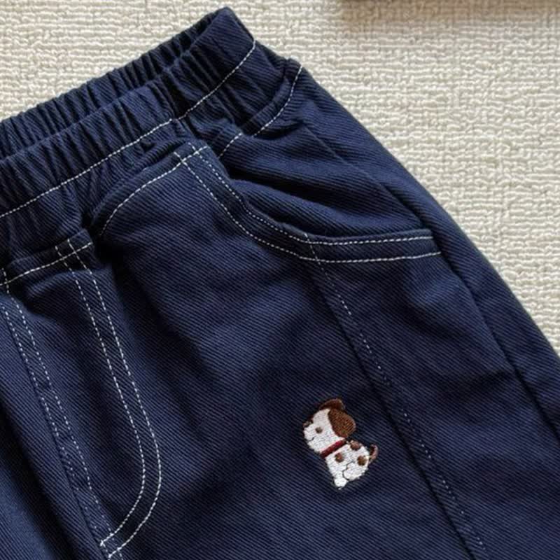 幼児男の子用コットン製犬柄刺繍パンツ - image 6