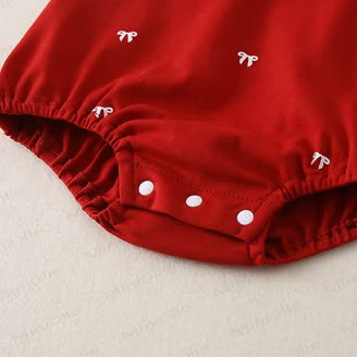 ベビーリボン刺繍入りレッドボディスーツ - image 9