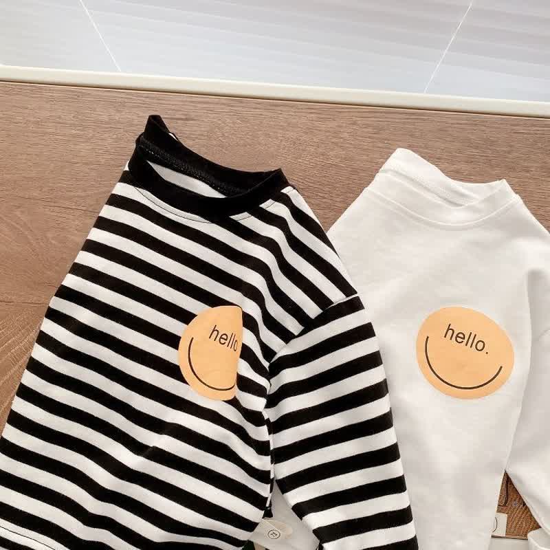 HELLO幼児用ベビースマイリーフェイス無地/ストライプ長袖Tシャツ - image 6