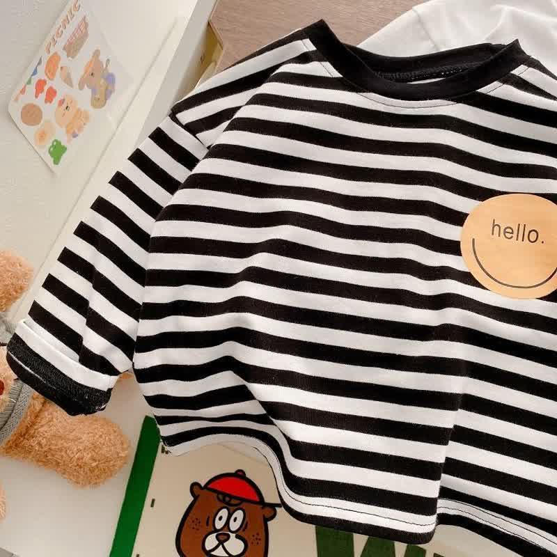 HELLO幼児用ベビースマイリーフェイス無地/ストライプ長袖Tシャツ - image 5