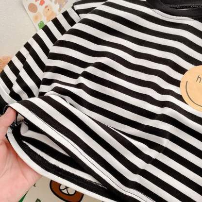 HELLO幼児用ベビースマイリーフェイス無地/ストライプ長袖Tシャツ - image 8