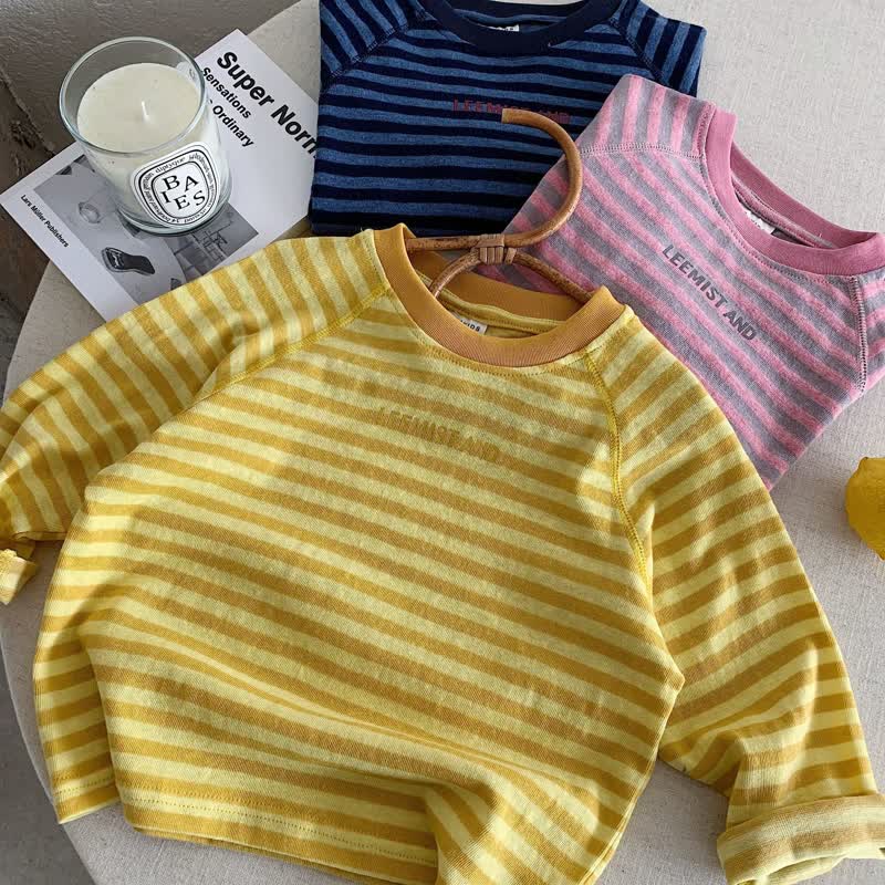 LEEMIST AND幼児用ストライプ長袖Tシャツ - 黄色 - 6～7歳 - image 3