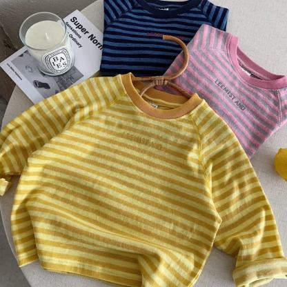 LEEMIST AND幼児用ストライプ長袖Tシャツ - 黄色 - 6～7歳 - image 3