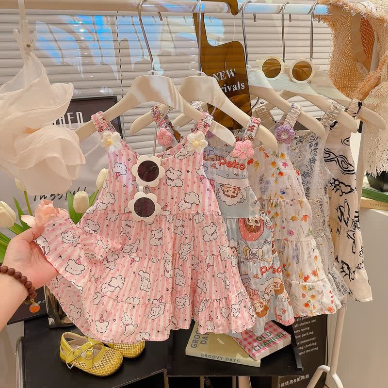 幼児用女の子向け花柄キャミソールDress - image 1