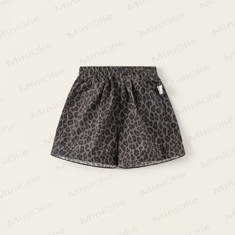 幼児用コットンガールズレオパード柄ショートパンツ - 黒 - 8-9T - image 2