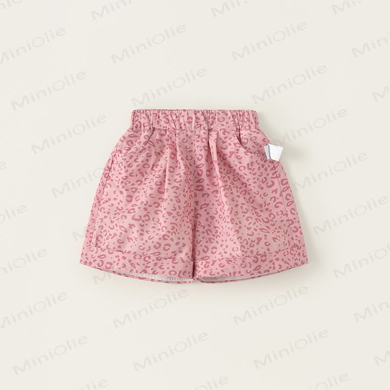 幼児用コットンガールズレオパード柄ショートパンツ - ピンク - 8-9T - image 1