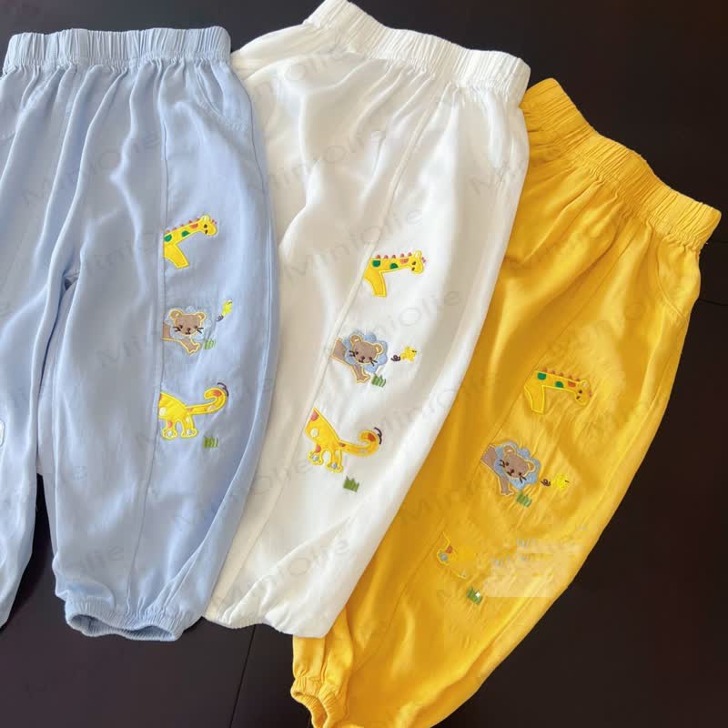 幼児用漫画動物刺繍入りパンツ - image 1