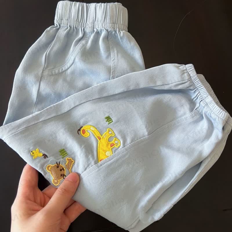 幼児用漫画動物刺繍入りパンツ - 青 - 6～7歳 - image 2