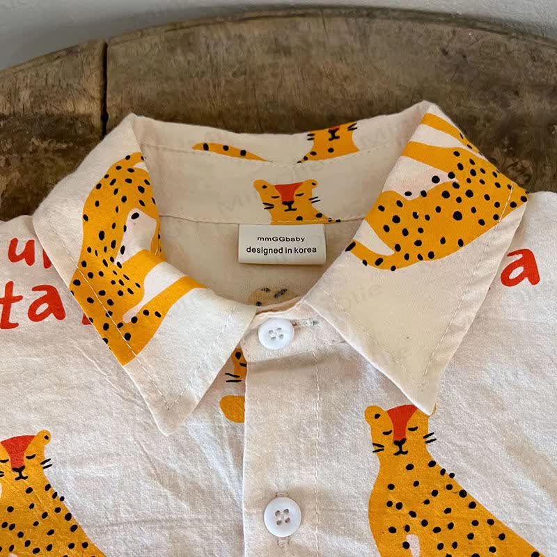 幼児用コットン製ヒョウ柄シャツ＆ショートパンツ 2点セット - image 4