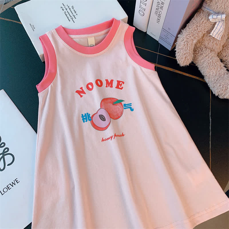 NOOME幼児用女の子フルーツ柄ノースリーブDress - ピンク - 8-9T - image 2