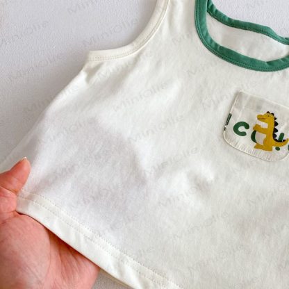 幼児用コットン製恐竜柄タンクトップまたはサスペンダーショーツ - image 6