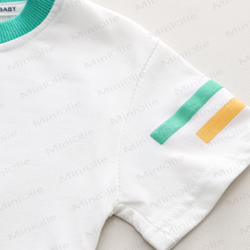 男の子用恐竜柄Tシャツとサスペンダーショーツのツーピースオーバーオールセット - image 5