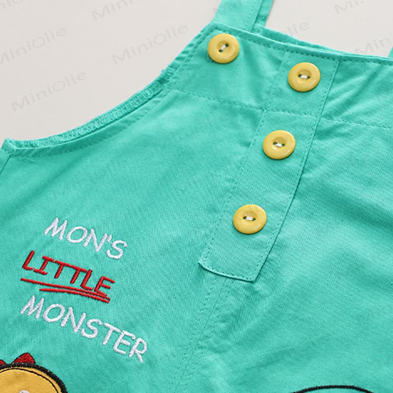 男の子用恐竜柄Tシャツとサスペンダーショーツのツーピースオーバーオールセット - image 9