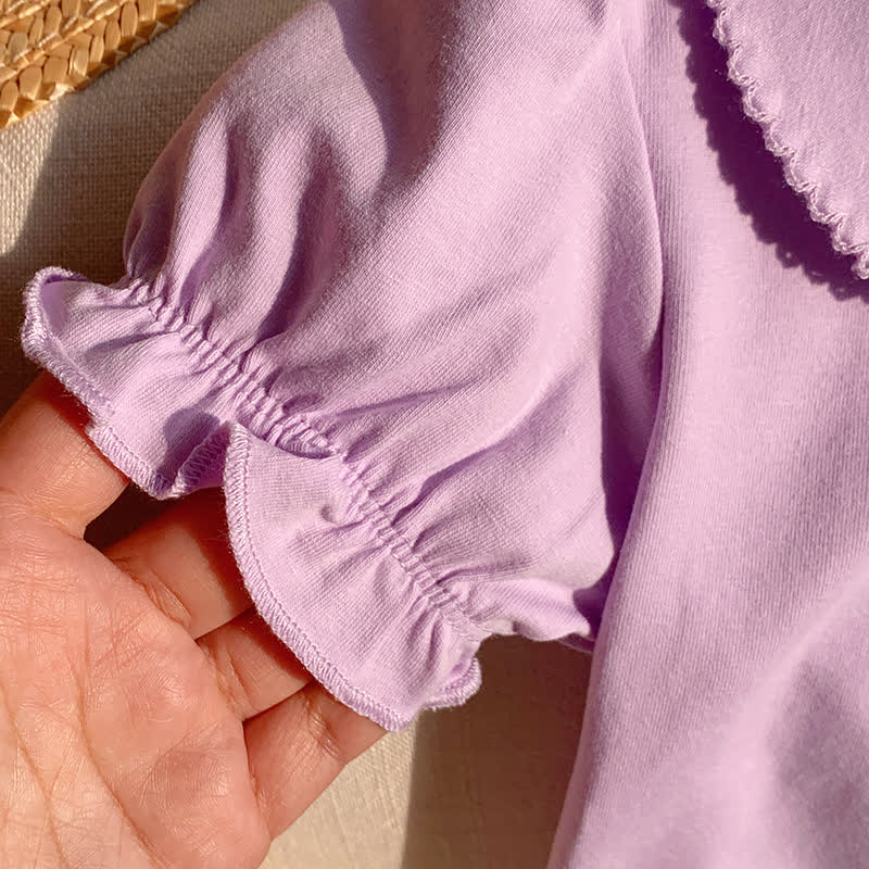 幼児用女の子向け無地ピーターパンカラーTシャツ - image 9