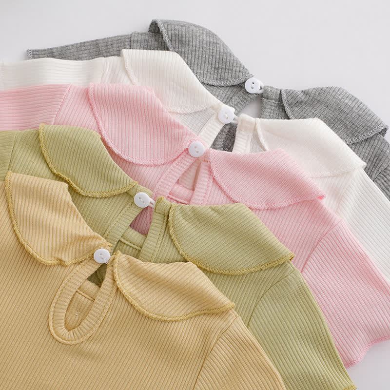 ベビー・幼児用女の子向け無地リブ編みピーターパンカラーTシャツ - image 12