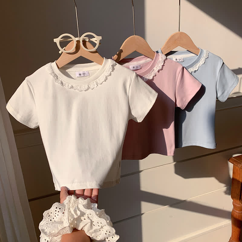 幼児・女の子用 無地 レース襟 夏用Tシャツ - image 6
