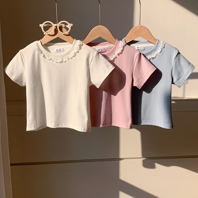 幼児・女の子用 無地 レース襟 夏用Tシャツ - image 5