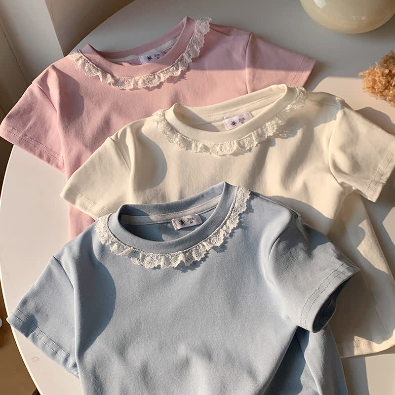 幼児・女の子用 無地 レース襟 夏用Tシャツ - image 8