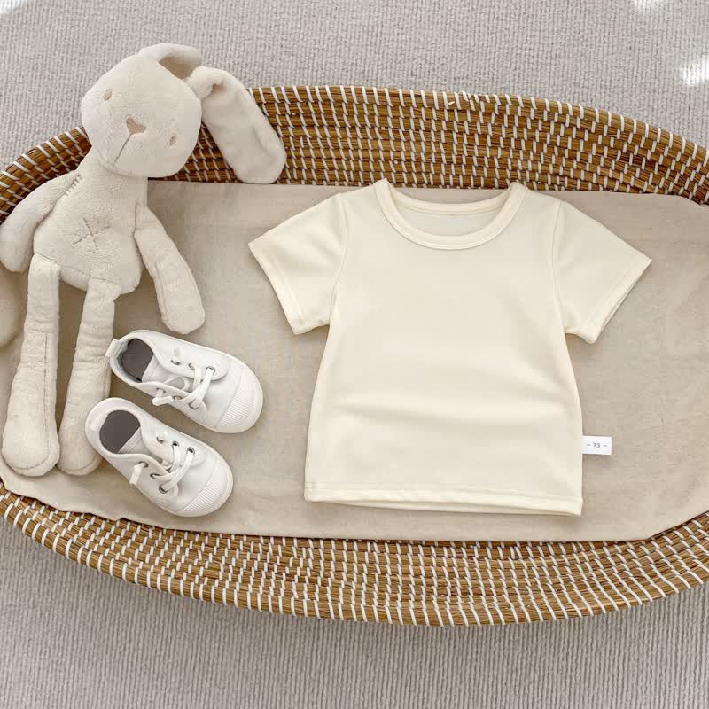 幼児用無地ソフトクルーネックTシャツ - ベージュ - 4～5歳 - image 6