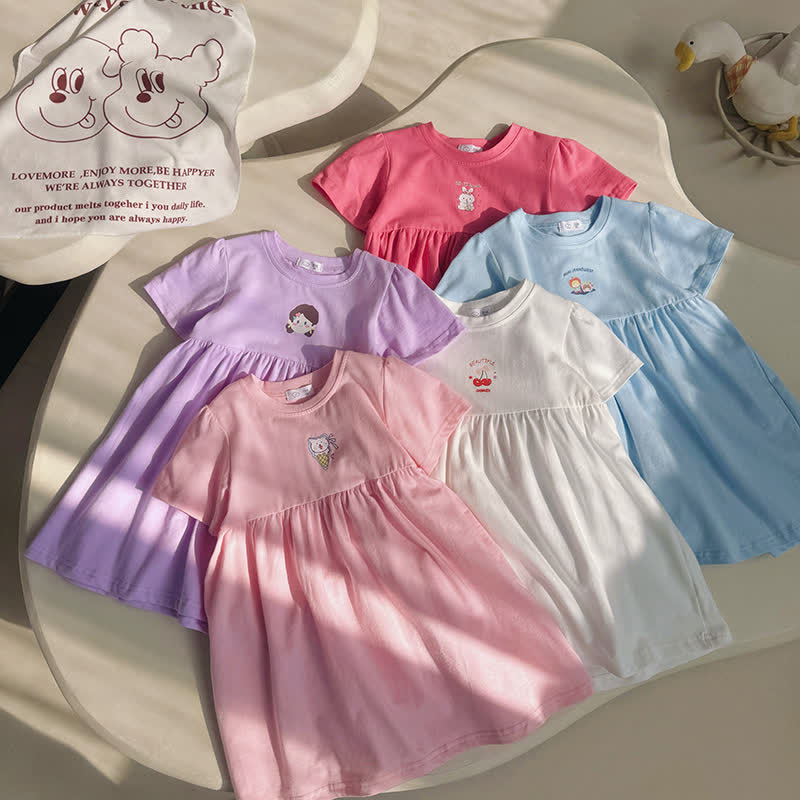 幼児用女の子向け無地漫画柄Dress - image 1