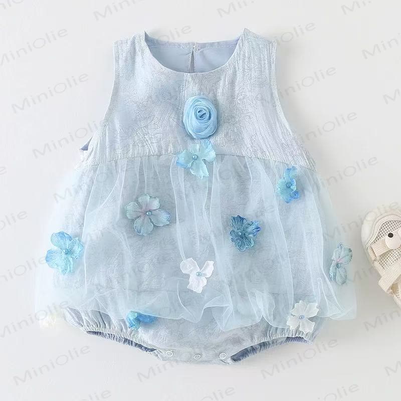 ベビー用花柄チュールパーティボディスーツ - 青 - 18～24ヶ月 - image 5