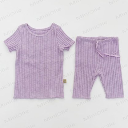 ベビー・幼児用リブコットンラウンジトップ＆パンツ 2点セット - 紫 - 4～5歳 - image 2