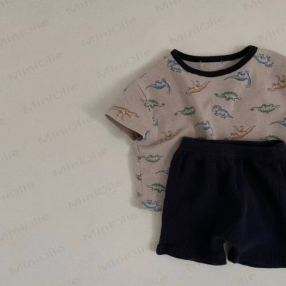 ベビー・幼児用コットン製アニマルプリントTシャツ＆ショートパンツ2点セット - 黒 - 4～5歳 - image 4