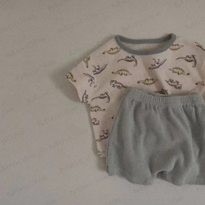 ベビー・幼児用コットン製アニマルプリントTシャツ＆ショートパンツ2点セット - 緑 - 4～5歳 - image 5