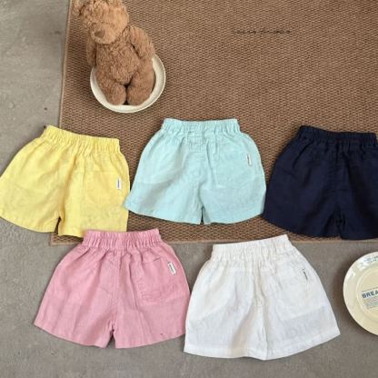 幼児・子供用 無地 リネン ゴムウエスト ショートパンツまたはアウター トップス - image 1