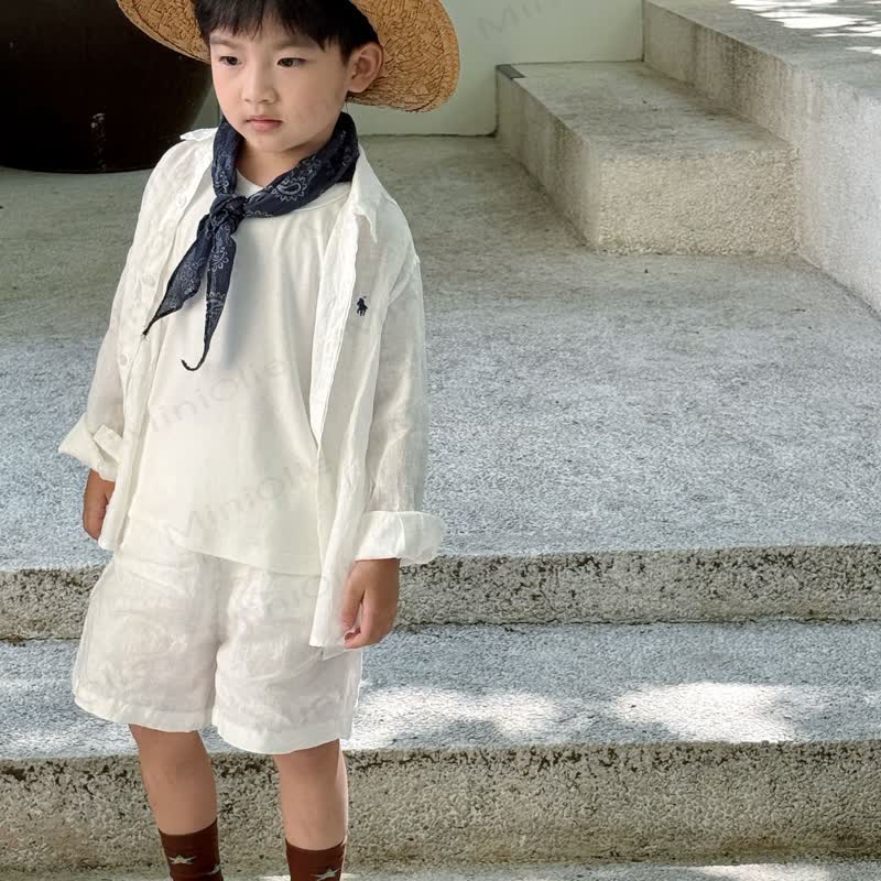 幼児・子供用 無地 リネン ゴムウエスト ショートパンツまたはアウター トップス - ホワイトトップ - 10-11歳 - image 7