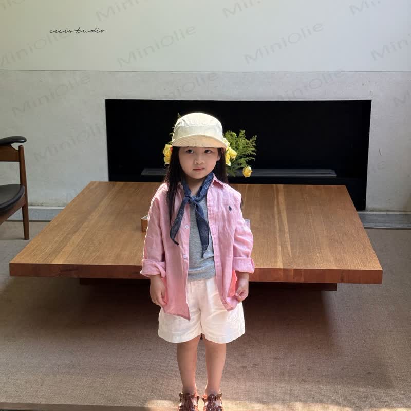幼児・子供用 無地 リネン ゴムウエスト ショートパンツまたはアウター トップス - ピンクのトップス - 10-11歳 - image 8