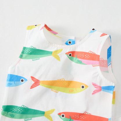 ベビー・幼児用 魚柄 ホワイト ノースリーブ ツーピースセット - image 4