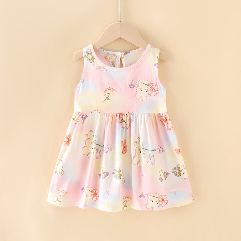 幼児用女の子向け花柄/アニマル柄サマーDress - ピンクのウサギ - 10-11歳 - image 3