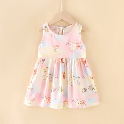 幼児用女の子向け花柄/アニマル柄サマーDress - ピンクのウサギ - 10-11歳 - image 3