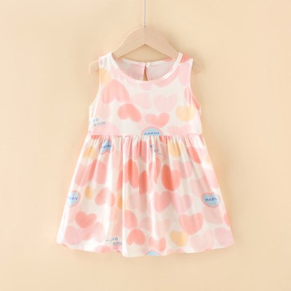 幼児用女の子向け花柄/アニマル柄サマーDress - ピンクのハート - 10-11歳 - image 5