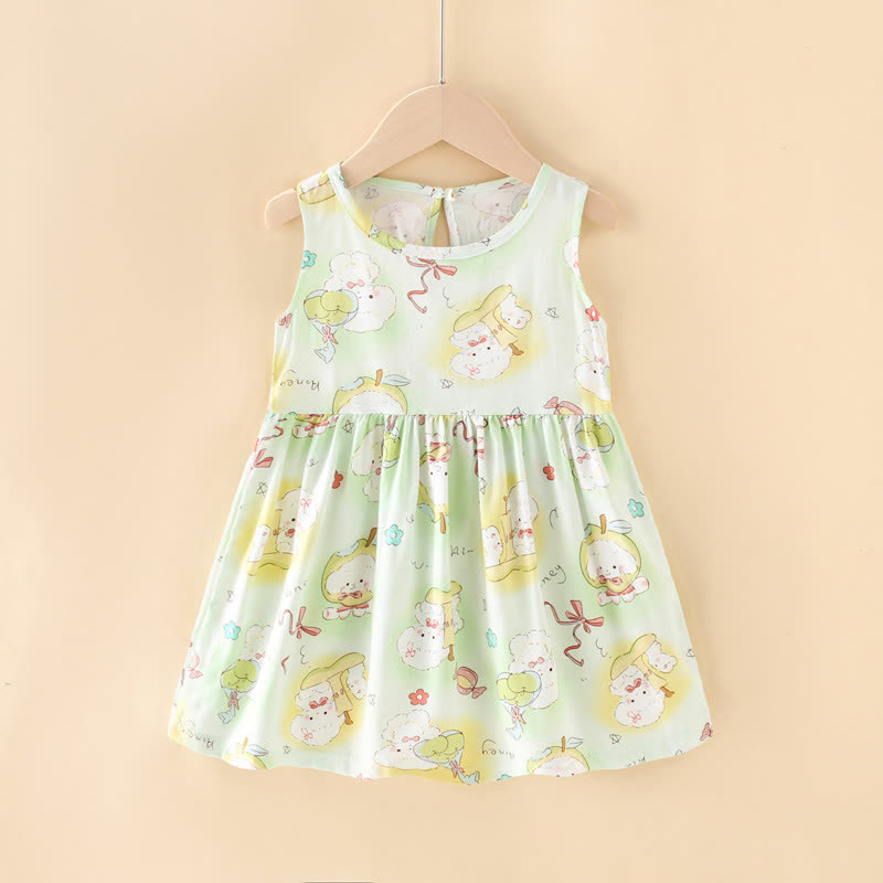 幼児用女の子向け花柄/アニマル柄サマーDress - グリーンラビット - 10-11歳 - image 10