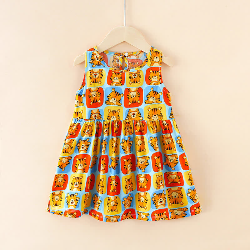 幼児用女の子向け花柄/アニマル柄サマーDress - オレンジタイガー - 10-11歳 - image 13