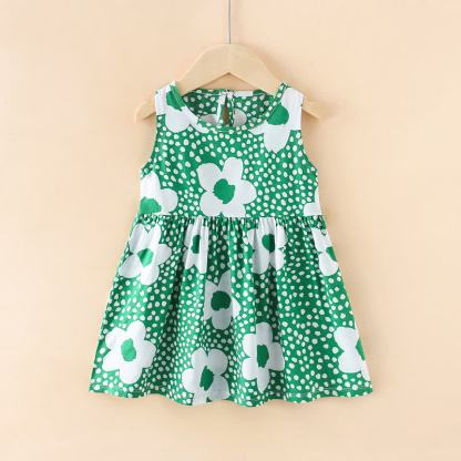 幼児用女の子向け花柄/アニマル柄サマーDress - 緑の花 - 10-11歳 - image 16