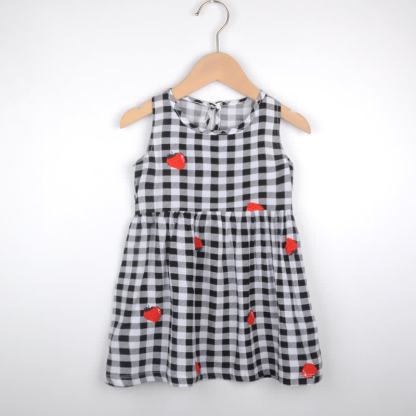 幼児用女の子向け花柄/アニマル柄サマーDress - 黒の市松模様 - 10-11歳 - image 23