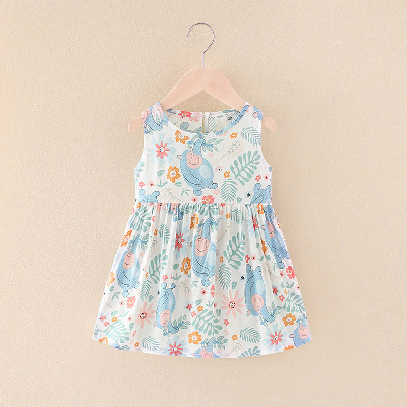 幼児用女の子向け花柄/アニマル柄サマーDress - ブルーモンキー - 10-11歳 - image 27