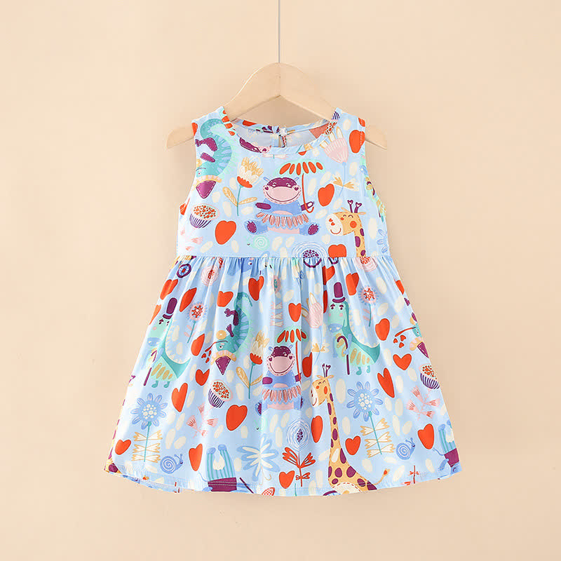 幼児用女の子向け花柄/アニマル柄サマーDress - 青い動物たち - 10-11歳 - image 32