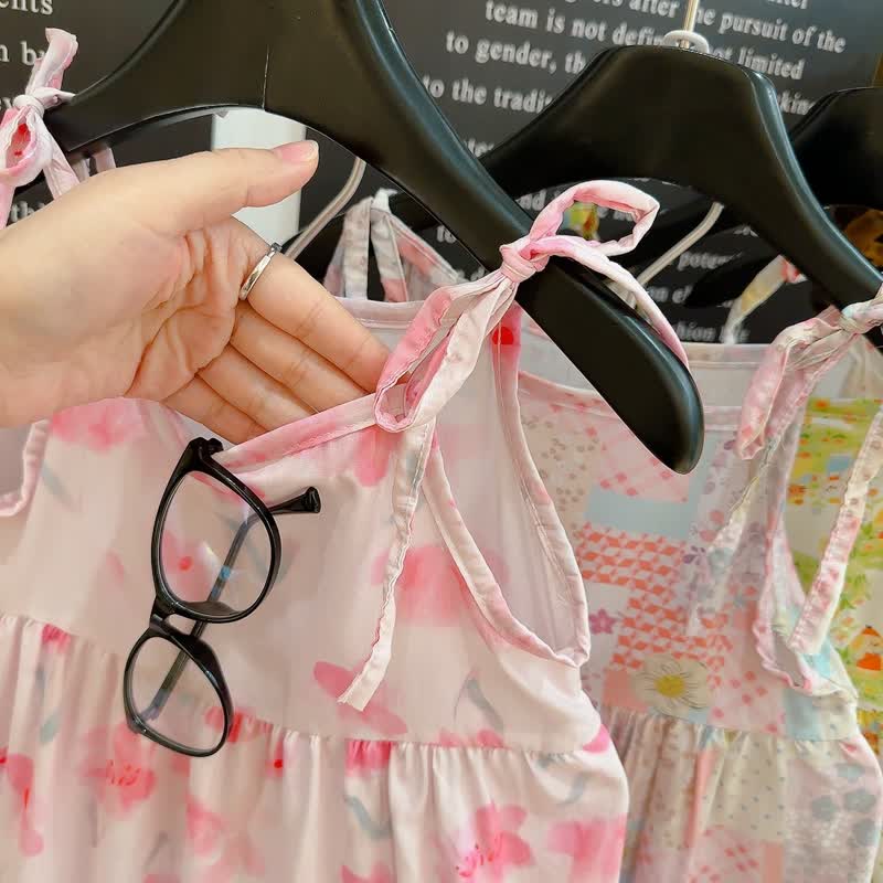 幼児用女の子向け花柄スパゲッティストラップDress - image 9