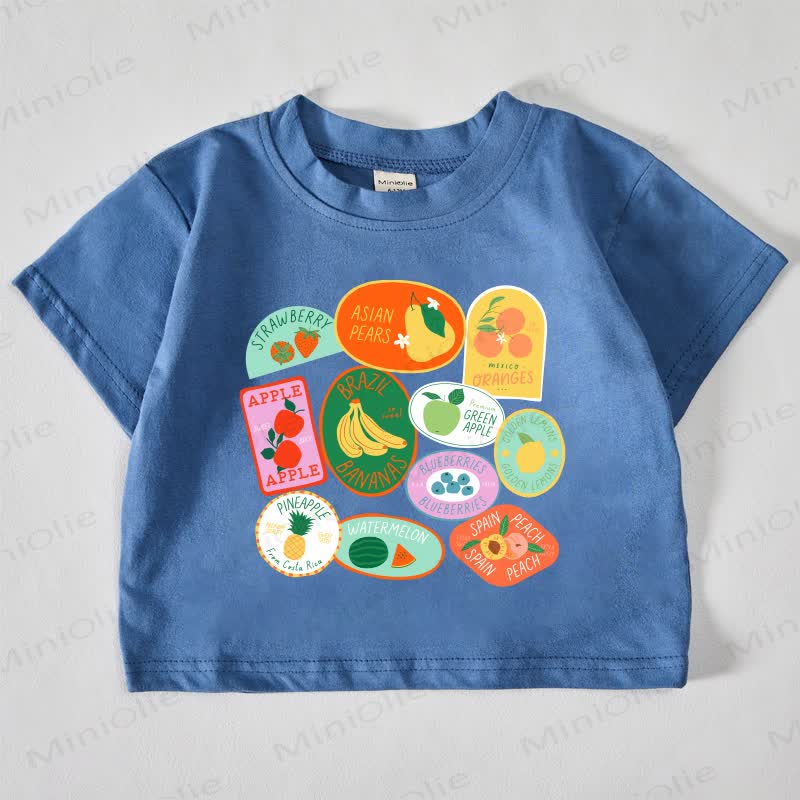ベビーブルーのフルーツプリントTシャツ - 青 - 18～24ヶ月 - image 1