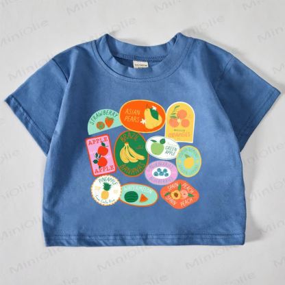 ベビーブルーのフルーツプリントTシャツ - 青 - 18～24ヶ月 - image 1