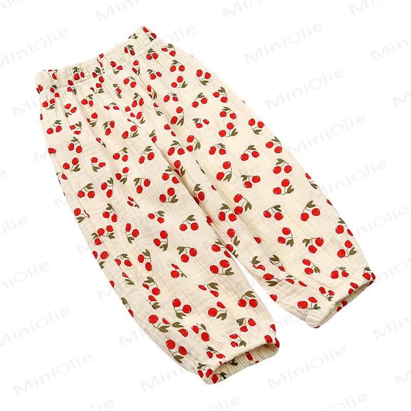 キッズテイルズ幼児用花柄コットンバルーンパンツ - ベージュチェリー - 8-9T - image 10